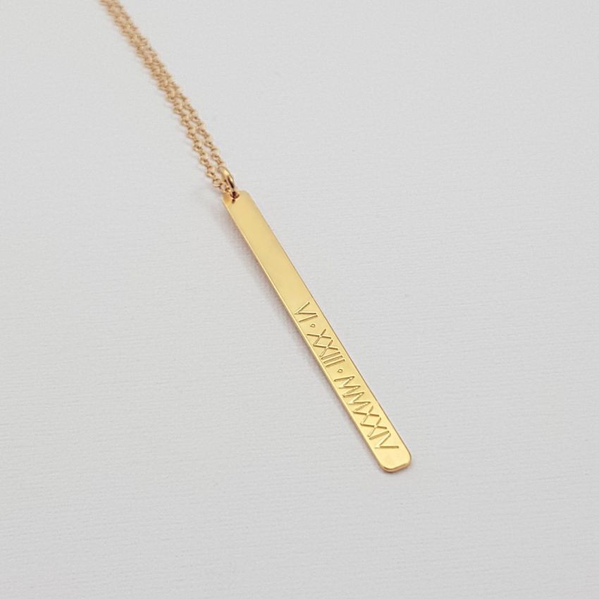 Personalizowana celebrytka naszyjnik z blaszką | srebro 925 pozłacane 18k złotem | 45 x 3.5 mm